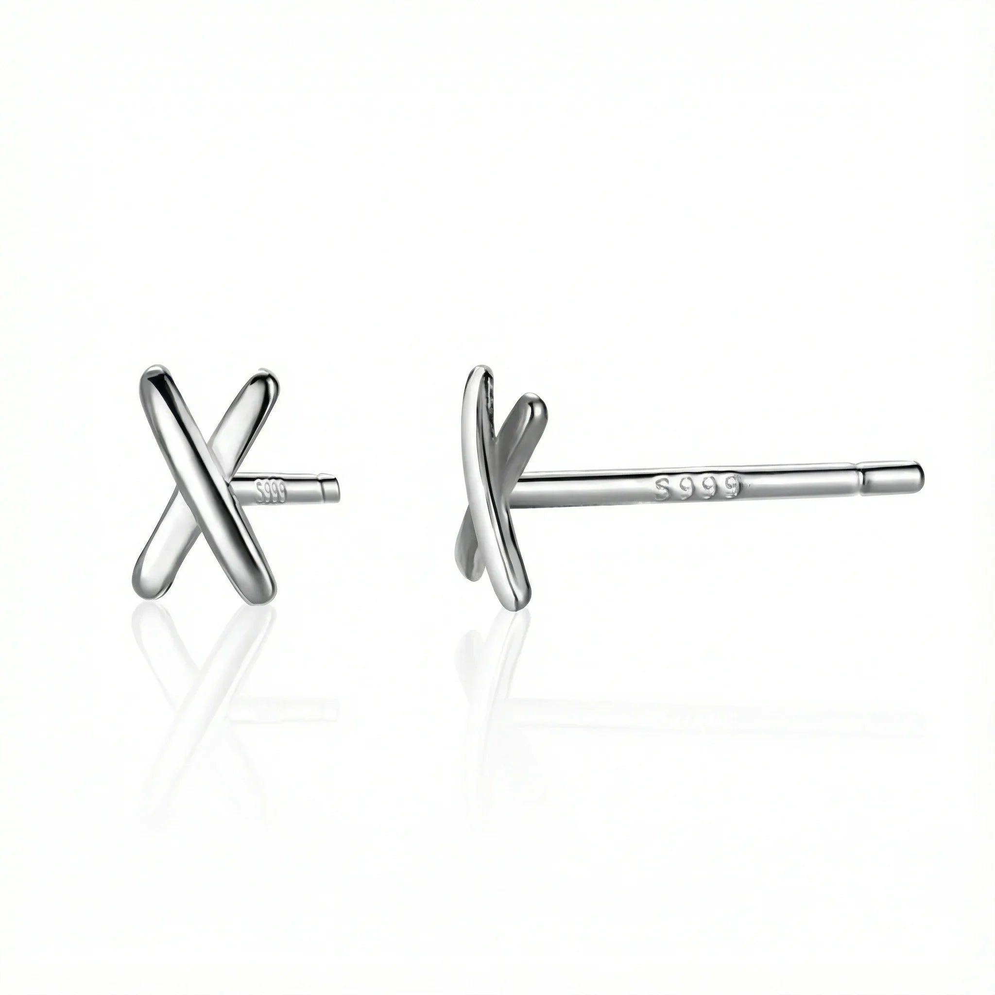 Boucles d'oreilles clous en argent sterling 999 en forme de croix moderne